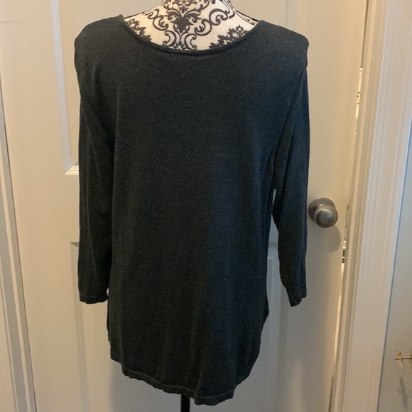 Woman’s dark grey sweater with twist v neckline. - Picture 6 of 8